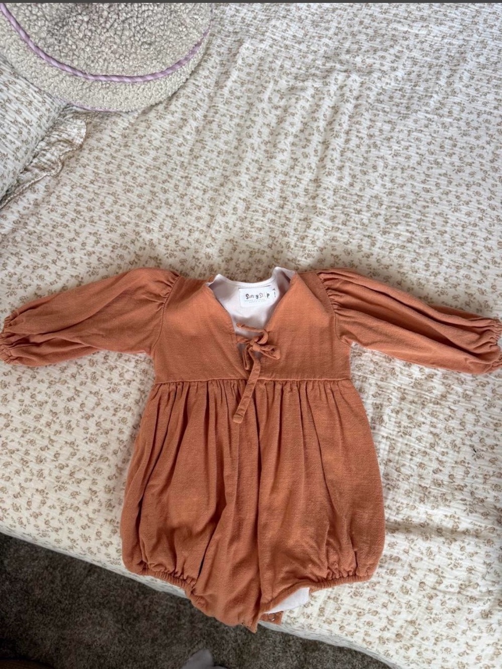 Toddler Rust Long-Sleeve One-Piece Bubble Romper